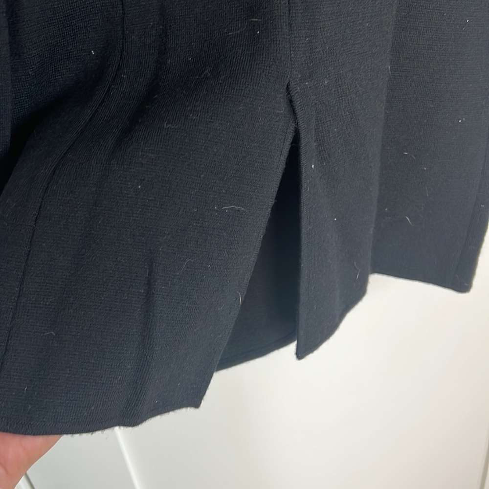 🕶️Lauren by Ralph Lauren 100% merino wool long black sweater coat knit blazer L - Picture 7 of 8
